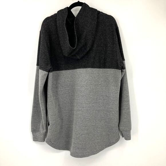Alternative Apparel Gray Colorblock Inseam Pockets Long Sleeve Hoodie Sweatshirt - Picture 3 of 9